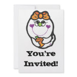 cute girl ghost and pumpkin custom invitation
