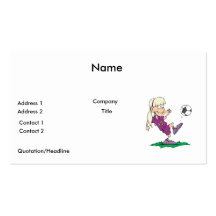 cute girl kicking soccer ball business card