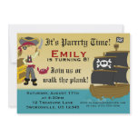 Cute Girl Pirate Ship Birthday Party Invitation