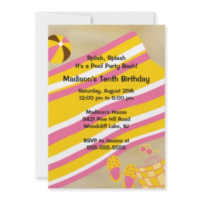 CUTE Girl Pool Party Birthday Invitation by celebrateitinvites