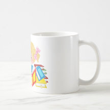 cute girl reading coffee mugs