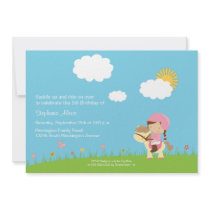 Cute girl riding a horse birthday party invitation
