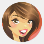 Cute Girl Round Sticker