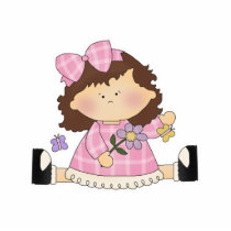 Cute Girl Sitting with Flower and Butterflies Cut Outs