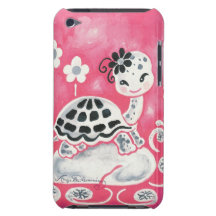 Cute Girl Turtle With Flowers & Swirls (4th gen.) Barely There iPod Case