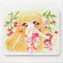 Cute girl with cherries mouse pads