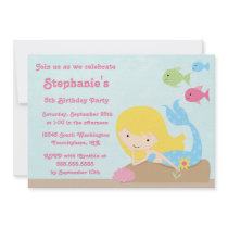 Cute girl's mermaid birthday party invitation