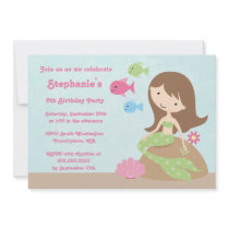 Cute girl's mermaid birthday party invitation