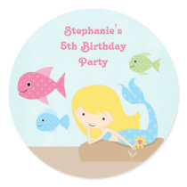 Cute girl's mermaids birthday party stickers