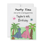 Cute Girls Pink Dinosaur Birthday Invitation