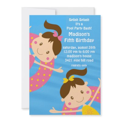 CUTE Girls Pool Party Birthday Invitation by celebrateitinvites