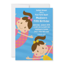 CUTE Girls Pool Party Birthday Invitation