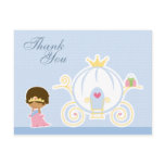Cute girl's princess carriage thank you postcard