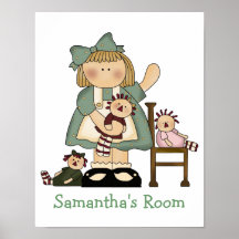 Cute Girl's Raggedy Doll Print