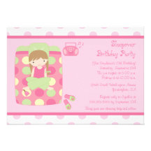 Cute girl's sleepover birthday party invitation