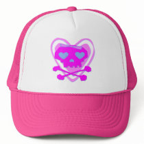 CUTE & GIRLY EMO SKULL & CROSSBONES WITH A HEART HAT