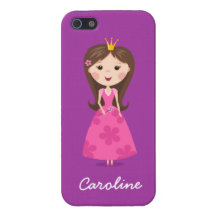 Cute girly pink princess on purple personalized iPhone 5 cover