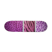 Cute Girly Purple Animal Print Diamond Skateboards