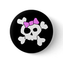 Cute Girly Skull Button