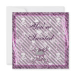 Cute Girly Skulls & Hearts Purple Birthday