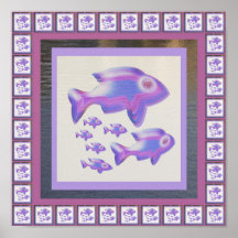 Cute Glowing Fish Family Poster
