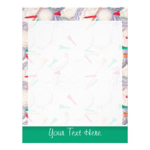 Cute Golf Balls & Tees Pattern Personalized Letterhead