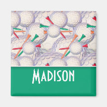 Cute Golf Balls & Tees Pattern Refrigerator Magnets
