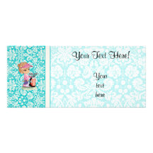 Cute Golf; Damask Pattern Rack Card