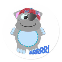 Cute Goofkins hippo pirate Round Stickers