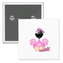 Cute Goofkins pirate flamingo Button
