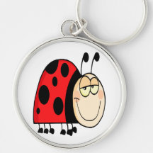 cute goofy cartoon grinning little ladybug key chains