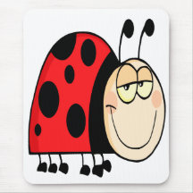 cute goofy cartoon grinning little ladybug mousepads