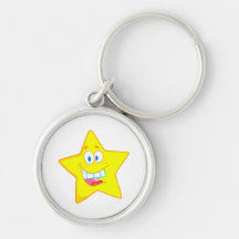 cute goofy star cartoon smiley key chains