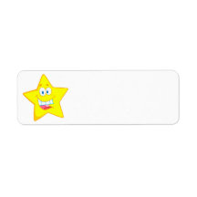 cute goofy star cartoon smiley custom return address label
