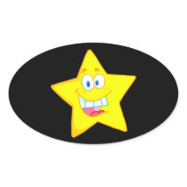 cute goofy star cartoon smiley oval stickers
