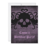 Cute goth fanged vampire skull dark purple 7"x5" personalized announcements