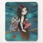 Cute Gothic Fairy and Owl Fantasy Art Mouse Pads