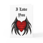 Cute gothic red winged heart marriage proposal cards