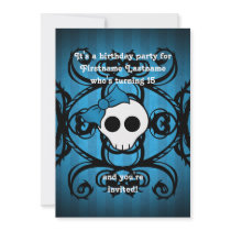 Cute gothic skull blue and black 5x7 birthday