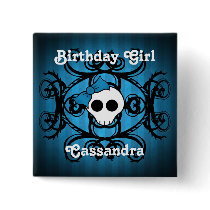 Cute gothic skull blue and black square sweet 16
