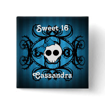 Cute gothic skull blue and black square sweet 16