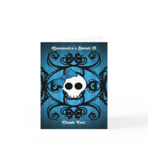 Cute gothic skull on blue and black sweet 16