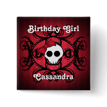 Cute gothic skull on red and black square sweet 16