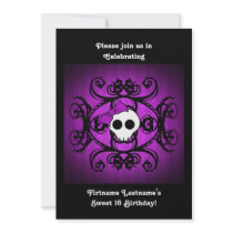 Cute gothic skull purple and black 5x7 sweet 16