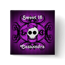 Cute gothic skull purple and black square sweet 16