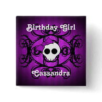 Cute gothic skull purple and black square sweet 16