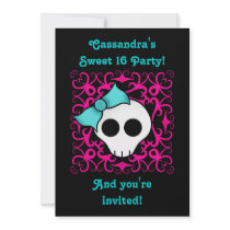 Cute gothic skull sweet 16 birthday party