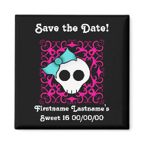 Cute gothic skull sweet 16 save the date