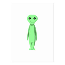 Cute Green Alien. Cartoon. Business Card Template