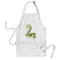 Cute Green Anaconda Snake Cartoon Aprons